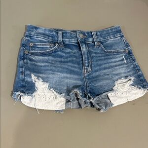 American Eagle Outfitters Blue Distressed Jean Shorts